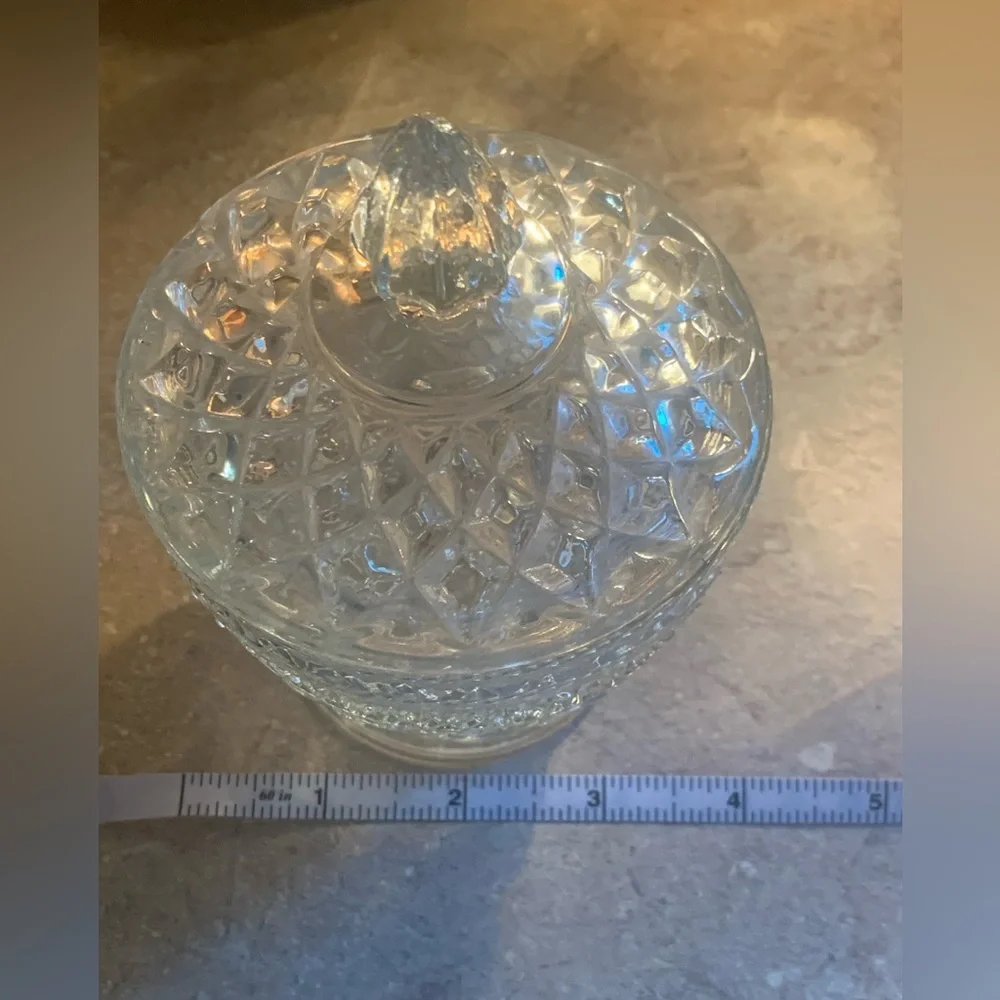 Vintage Clear Glass Candy Jar with Lid 6” x 3.75